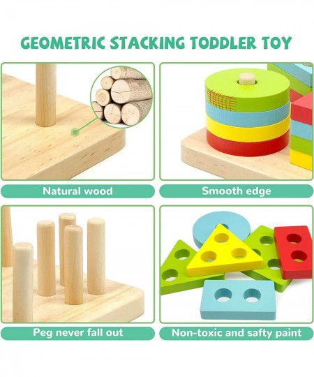 Montessori Toys for 1 2 3 Year Old Boys Girls Gifts Wooden Sorting and Stacking Toys for Toddlers 1-3 Educational Learning To...