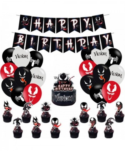 Birthday Party Supplies - Venom Party Supplies - Venom Birthday Party Decoration Includes Happy Birthday Banner Balloon Cake ...