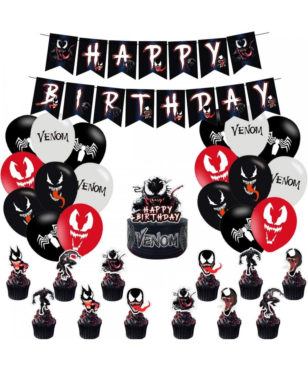 Birthday Party Supplies - Venom Party Supplies - Venom Birthday Party Decoration Includes Happy Birthday Banner Balloon Cake ...