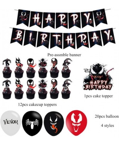 Birthday Party Supplies - Venom Party Supplies - Venom Birthday Party Decoration Includes Happy Birthday Banner Balloon Cake ...