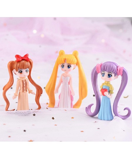 6 Pcs Lovely Girl Figurines Toys Mini Figure Collection Playset Cake Topper Toy Doll Set Car Doll Office Ornament Miniature D...