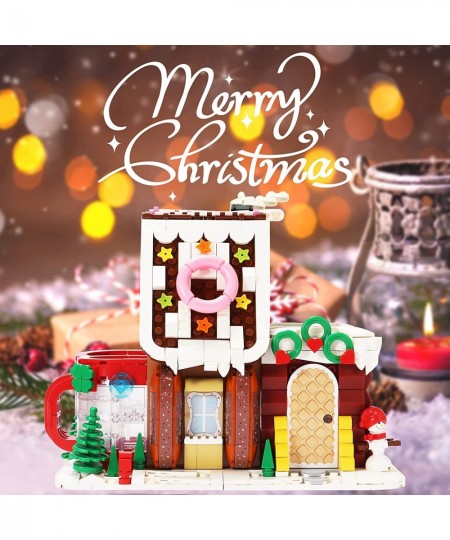 Christmas Gingerbread House Kit Montessori Building Toys Xmas Building Block Set Construction Toys with Pen Holder and Light ...