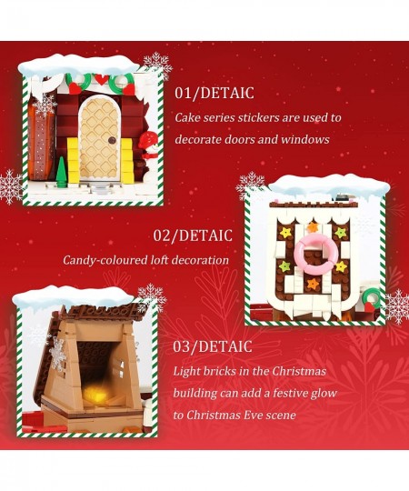 Christmas Gingerbread House Kit Montessori Building Toys Xmas Building Block Set Construction Toys with Pen Holder and Light ...