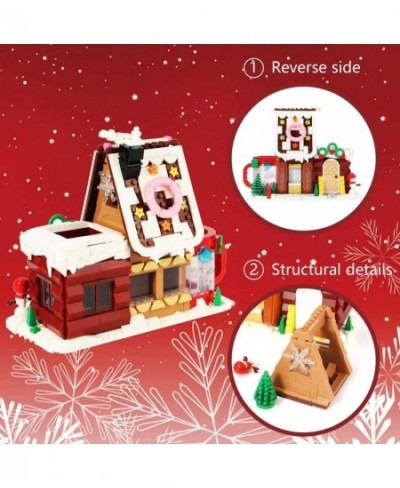 Christmas Gingerbread House Kit Montessori Building Toys Xmas Building Block Set Construction Toys with Pen Holder and Light ...