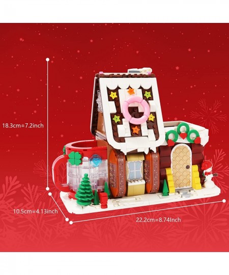 Christmas Gingerbread House Kit Montessori Building Toys Xmas Building Block Set Construction Toys with Pen Holder and Light ...