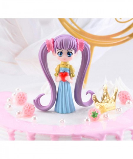 6 Pcs Lovely Girl Figurines Toys Mini Figure Collection Playset Cake Topper Toy Doll Set Car Doll Office Ornament Miniature D...