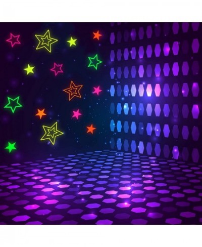 Neon Glow Star Stickers Colorful Hollow Star Stickers Glow Twinkle Star Cutouts Glow Party Supplies Hanging Decor for Neon Gl...