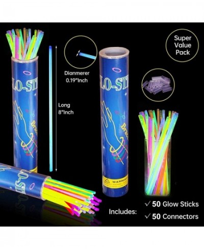 50 Glow Sticks Bulk Party Supplies Set Glow in The Dark Party Light Up Sticks Party Favors Include 50 8"Glowsticks & 50Connec...