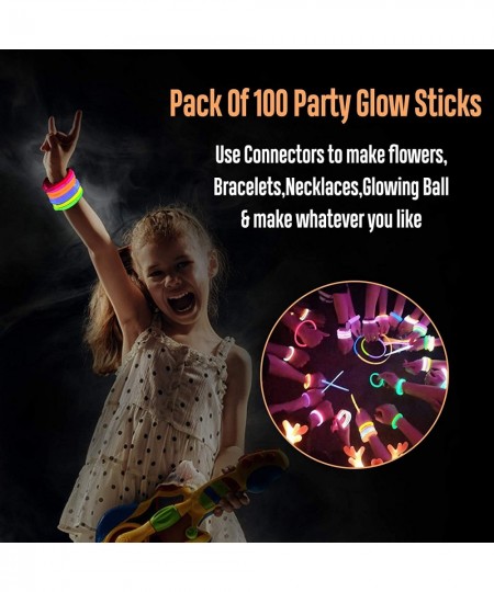 50 Glow Sticks Bulk Party Supplies Set Glow in The Dark Party Light Up Sticks Party Favors Include 50 8"Glowsticks & 50Connec...