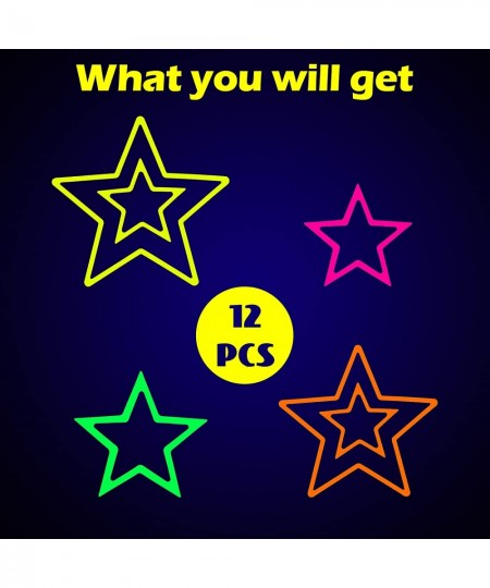 Neon Glow Star Stickers Colorful Hollow Star Stickers Glow Twinkle Star Cutouts Glow Party Supplies Hanging Decor for Neon Gl...