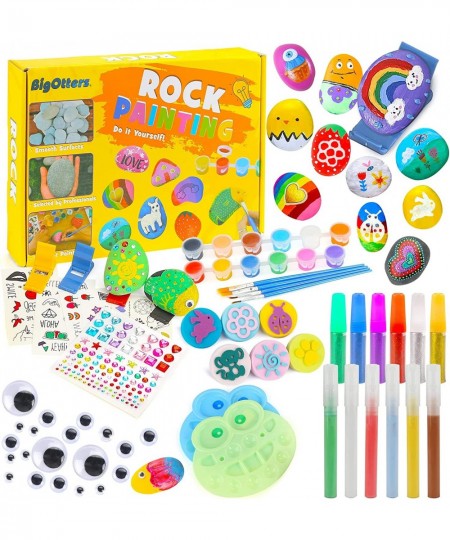 Rock Painting Kit for Kids 88PCS Creativity Arts Crafts DIY Supplies Kit with 12 Rocks and 24 Paints for Kid Painting Gifts T...