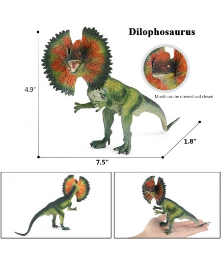 Dinosaur Toy Dilophosaurus & Velociraptor Realistic Educational Dinosaur Figures with Moveable Jaw Plastic Wildlife Animal Di...