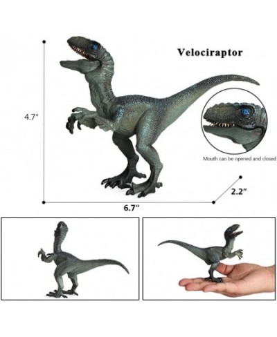 Dinosaur Toy Dilophosaurus & Velociraptor Realistic Educational Dinosaur Figures with Moveable Jaw Plastic Wildlife Animal Di...