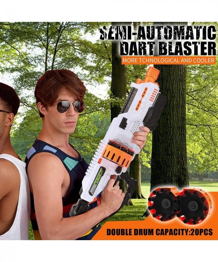 Motorized Dart Gun 20-Dart Double Rotating Drum Toy Foam Blaster for Boys 8-12+ Cool Dart Blaster with 100 Foam Darts Compati...