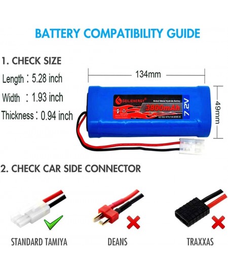 7.2V 3800mAh Battery Pack High Capacity 6-Cell NiMH Flat Battery Pack Replacement Hobby Battery for RC Car RC Truck RC Tank R...