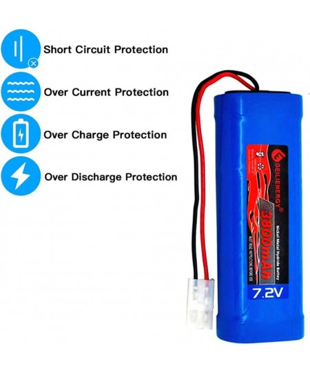 7.2V 3800mAh Battery Pack High Capacity 6-Cell NiMH Flat Battery Pack Replacement Hobby Battery for RC Car RC Truck RC Tank R...