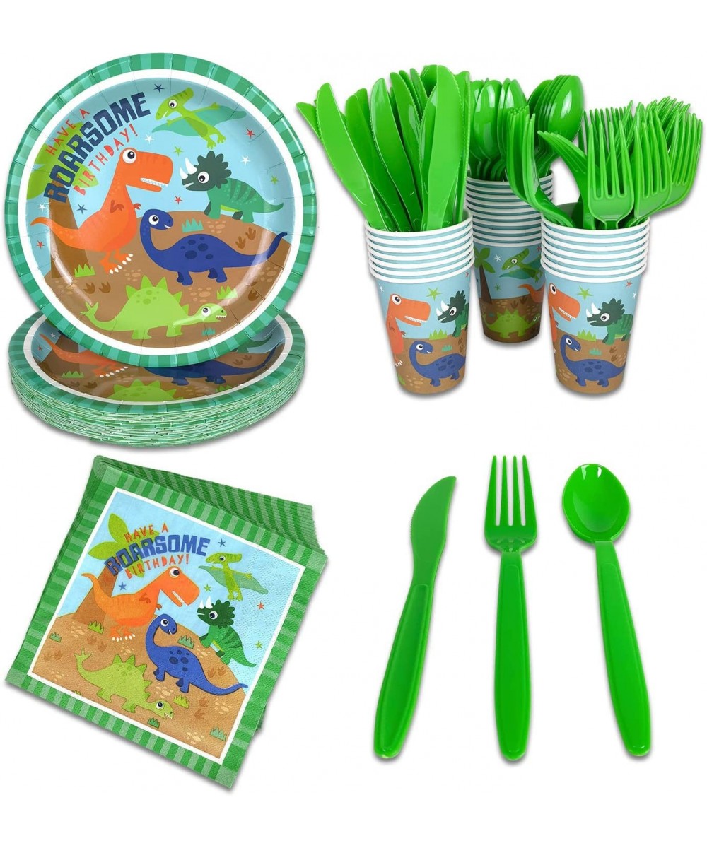 144 Pack Dinosaur Party Supplies Sets Severs 24 Person Including Plates Napkins Cups and Cutlery for Birthday Party $30.39 - ...