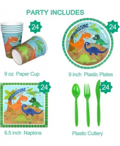 144 Pack Dinosaur Party Supplies Sets Severs 24 Person Including Plates Napkins Cups and Cutlery for Birthday Party $30.39 - ...