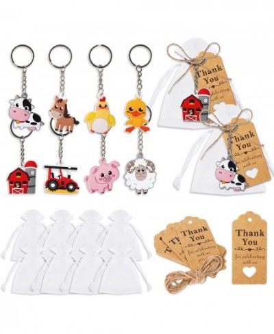 73pcs Baby Shower Party Favors Include Farm Animal Keychains Thank You Kraft Tags White Organza Bags with Rope Cute Animal Ke...