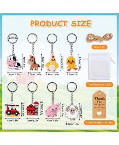 73pcs Baby Shower Party Favors Include Farm Animal Keychains Thank You Kraft Tags White Organza Bags with Rope Cute Animal Ke...