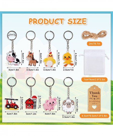 73pcs Baby Shower Party Favors Include Farm Animal Keychains Thank You Kraft Tags White Organza Bags with Rope Cute Animal Ke...