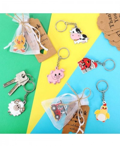 73pcs Baby Shower Party Favors Include Farm Animal Keychains Thank You Kraft Tags White Organza Bags with Rope Cute Animal Ke...