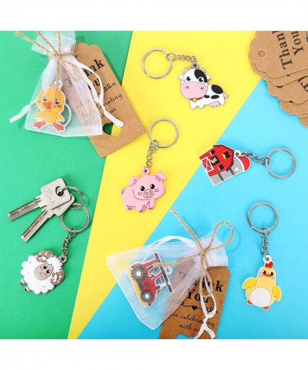 73pcs Baby Shower Party Favors Include Farm Animal Keychains Thank You Kraft Tags White Organza Bags with Rope Cute Animal Ke...