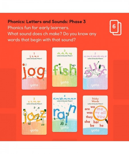 ‘Phonics: Letters & Sounds: Phase 3’ Audiobook Collection for Kids – for Player Mini & App – 7 Cards Featuring Interactive Au...