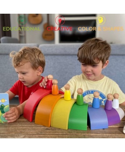 Wooden Toys Rainbow Stacking Toy Montessori Building Blocks for Toddler Age 3-4 Years Old Open Ended Preschool Activity Educa...