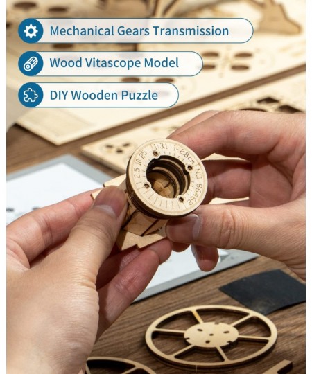 3D Puzzle for Adults DIY Wooden Model Kit for Adults to Build Handheld Film Mechanical Gear Building Set Birthday Vitascope P...