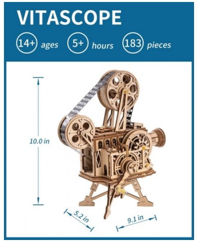 3D Puzzle for Adults DIY Wooden Model Kit for Adults to Build Handheld Film Mechanical Gear Building Set Birthday Vitascope P...