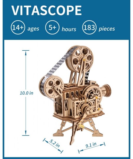 3D Puzzle for Adults DIY Wooden Model Kit for Adults to Build Handheld Film Mechanical Gear Building Set Birthday Vitascope P...