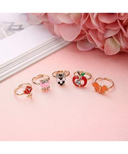 36pcs Little Girl Adjustable Rings in Box Children Kids Jewelry Rings Set with Heart Shape Display Case Girl Pretend Play and...