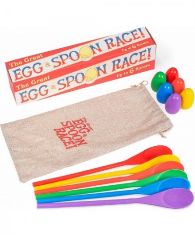 The Great Egg & Spoon Race | 6 Multicolor Wooden Spoons and Eggs | Classic Field Day Birthday Party Church Festival Family Ga...