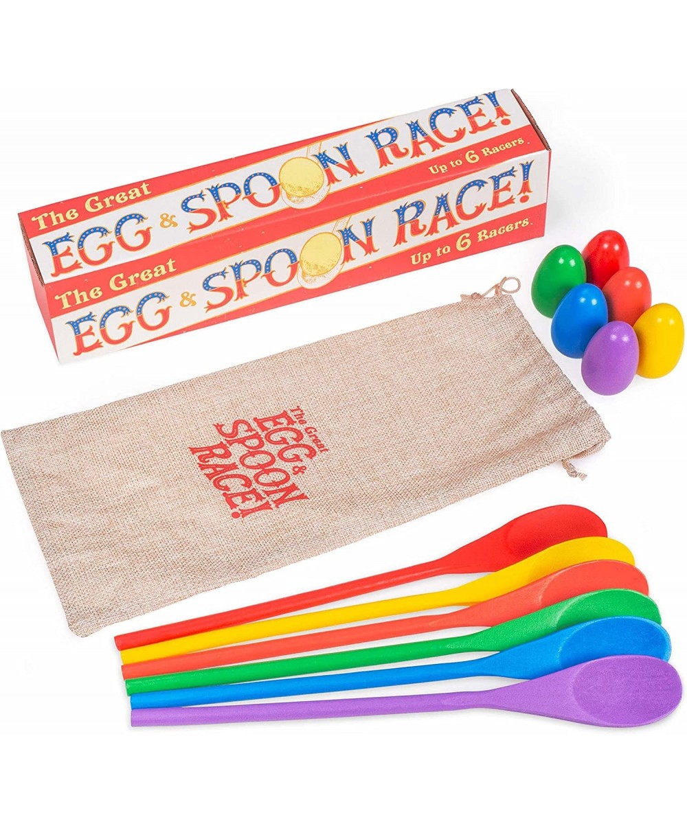 The Great Egg & Spoon Race | 6 Multicolor Wooden Spoons and Eggs | Classic Field Day Birthday Party Church Festival Family Ga...