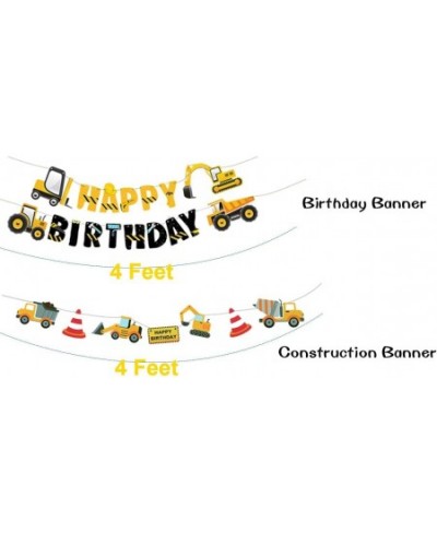 3 Packs Construction Happy Birthday Banner and Vehicle Truck Garland Construction Party Supplies Decoration Set for Birthday ...