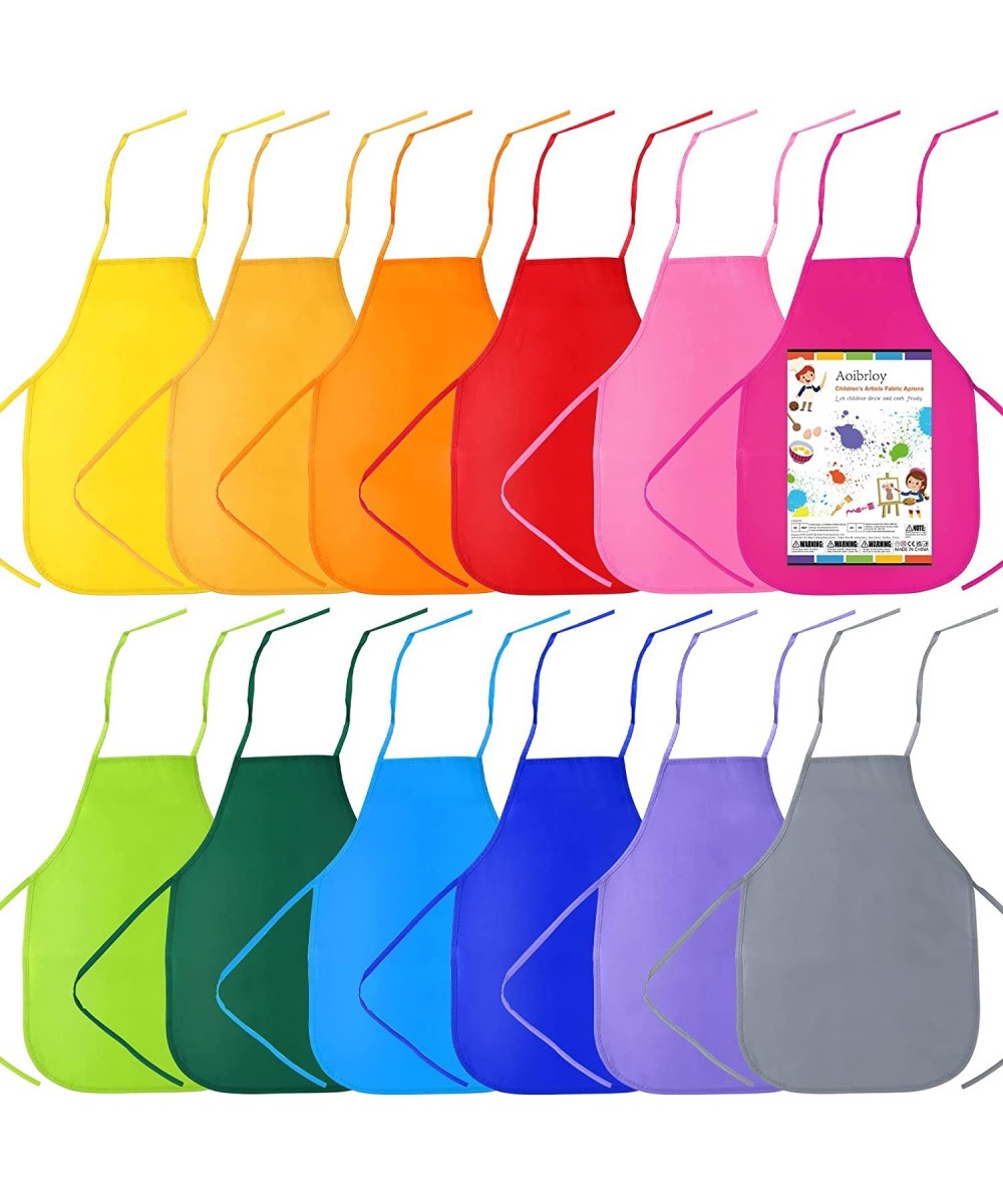 12 Pieces 12 Colors Kids Painting Aprons Children's Artists Smocks for Kitchen Classroom Community Event Crafts and Art Paint...