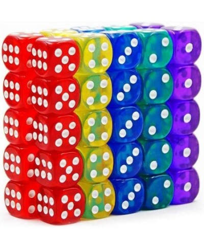 50-Pack 14MM Translucent & Solid 6-Sided Game Dice 5 Sets of Vintage Colors Dice for Board Games and Teaching Math Dice Set C...