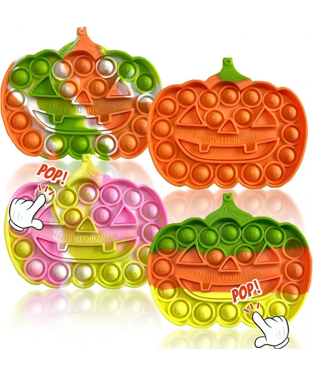 4pcs Thanksgiving Pumpkin Push Pop Fidget Toys For Kids - Figetget Toys Pack Stress Relief Anti Anxiety - Silicone Popper Fid...