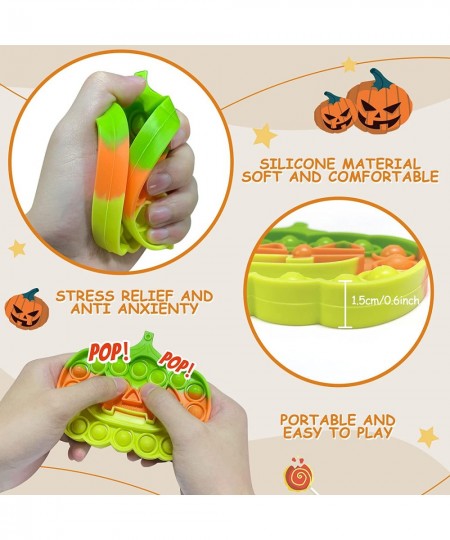 4pcs Thanksgiving Pumpkin Push Pop Fidget Toys For Kids - Figetget Toys Pack Stress Relief Anti Anxiety - Silicone Popper Fid...