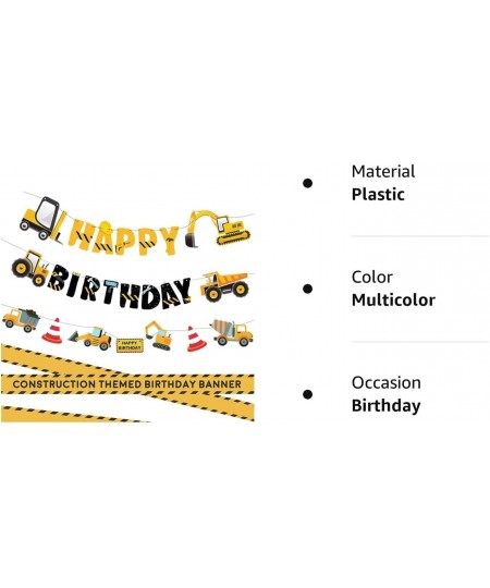 3 Packs Construction Happy Birthday Banner and Vehicle Truck Garland Construction Party Supplies Decoration Set for Birthday ...