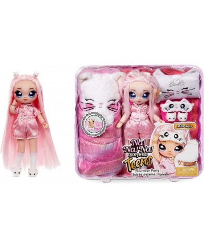 Teens Slumber Party Soft Fabric Fashion Doll Playset Mila Rose 11" Pink Hair Persian Kitty Inspired Pajamas & Accessories Age...