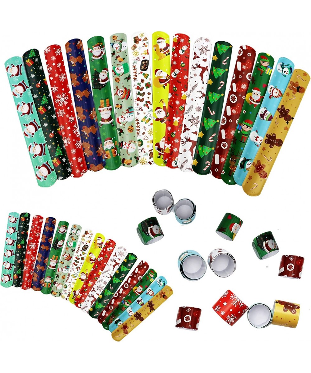 15 Pcs Christmas Slap Bracelets for Kids Christmas Slap Bracelets Bulk for Boys and Girls holiday Slap Bracelet Party Supplie...