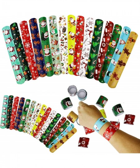 15 Pcs Christmas Slap Bracelets for Kids Christmas Slap Bracelets Bulk for Boys and Girls holiday Slap Bracelet Party Supplie...