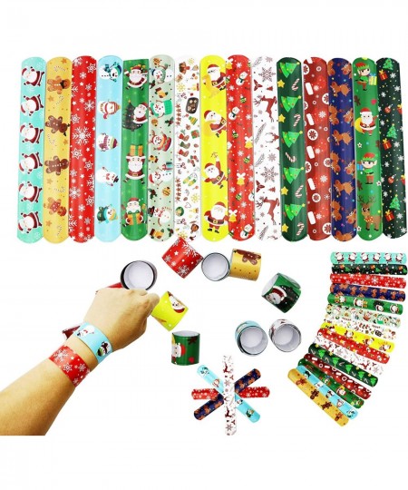 15 Pcs Christmas Slap Bracelets for Kids Christmas Slap Bracelets Bulk for Boys and Girls holiday Slap Bracelet Party Supplie...