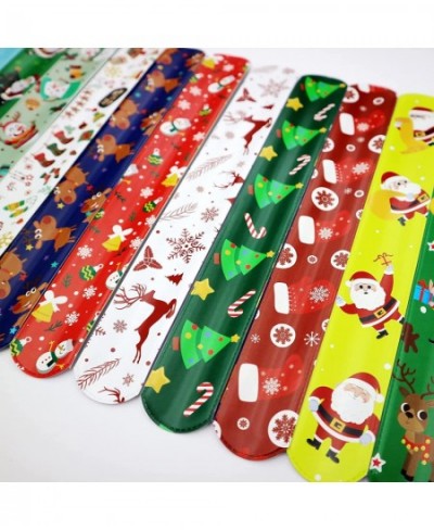 15 Pcs Christmas Slap Bracelets for Kids Christmas Slap Bracelets Bulk for Boys and Girls holiday Slap Bracelet Party Supplie...