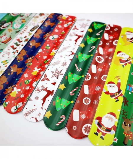 15 Pcs Christmas Slap Bracelets for Kids Christmas Slap Bracelets Bulk for Boys and Girls holiday Slap Bracelet Party Supplie...