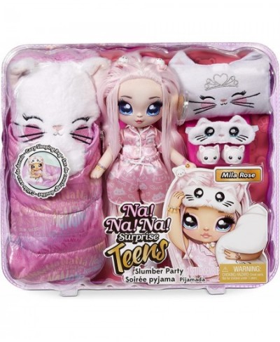 Teens Slumber Party Soft Fabric Fashion Doll Playset Mila Rose 11" Pink Hair Persian Kitty Inspired Pajamas & Accessories Age...