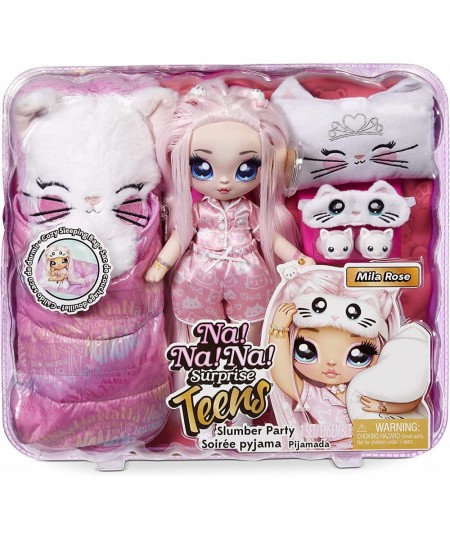 Teens Slumber Party Soft Fabric Fashion Doll Playset Mila Rose 11" Pink Hair Persian Kitty Inspired Pajamas & Accessories Age...