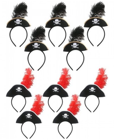 10 Pack Pirate Hat Headband Skull Feather Mini Pirate Top Hat Headband Headpiece for Halloween Pirate Theme Party Costume Acc...